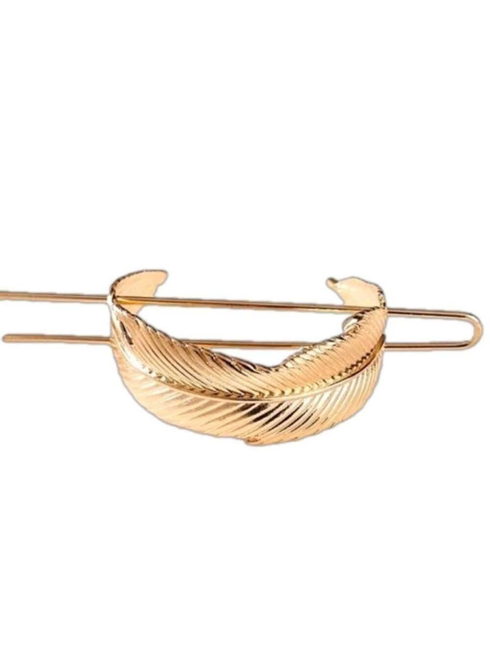$20 (2 for $30) Elegant Gold Metal Leaf Motif Hair Cuff & Pin For Ponytail, Bun